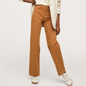 Mango High Waist Wide Leg Kaia Caramel Jeans